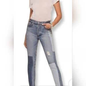 Reformation Blue Patchwork Ankle Jeans